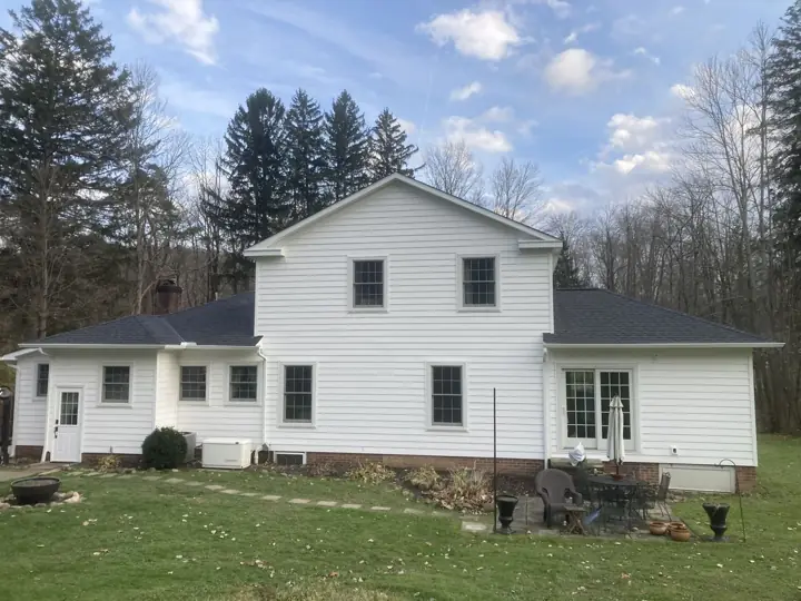 White addition and exterior, finished exterior view